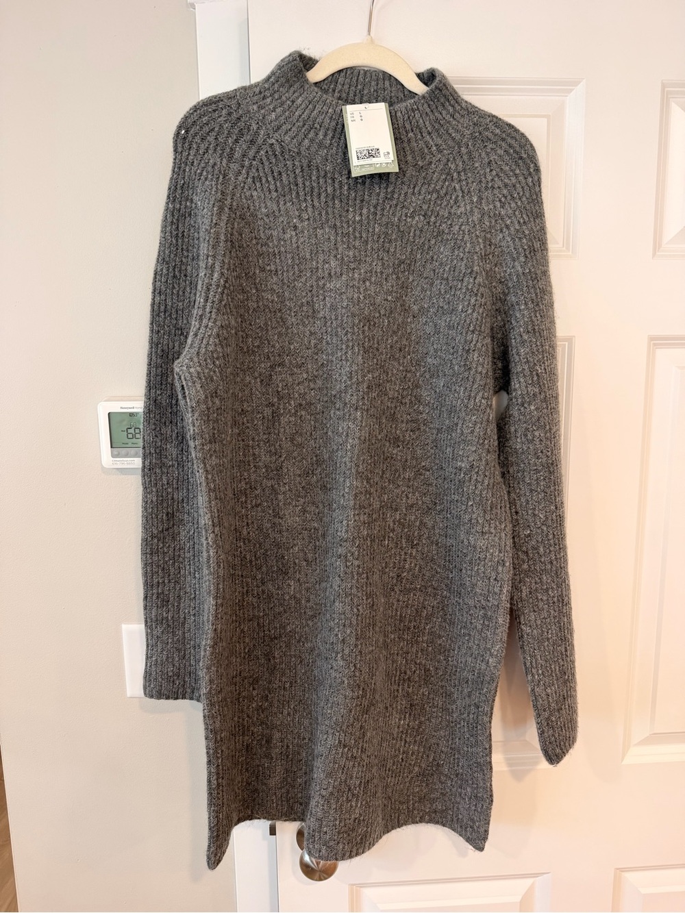 H&M Gray Ribbed Mock-Neck Sweater Dress With Tags